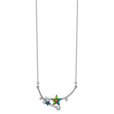 Sterling Silver RH-plated Multi-color Crystal Star w/2in ext Necklace